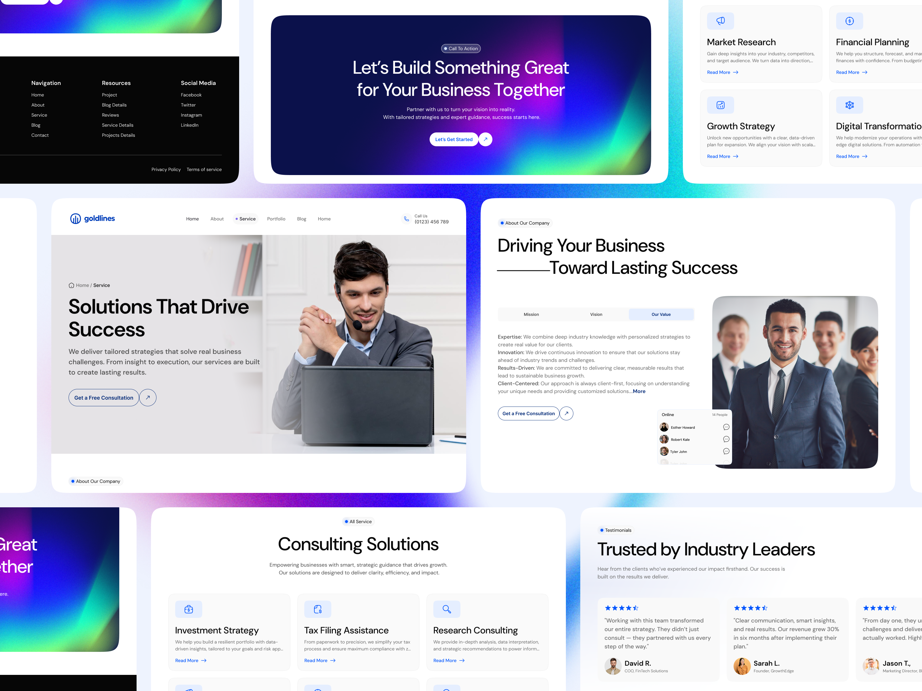 Goldlines Consulting Responsive UIUX Design - Service Page interface product service startup ui ux web