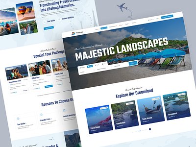 Tourgo - Travel & Tourism Landing Page adventure activities blog booking branding business creative design graphic design holiday hotel landingpage logo resort tour tour theme travel travel agency trip ui uiux