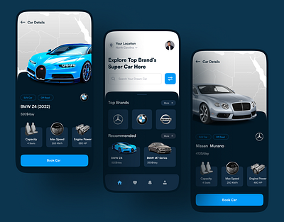 Car Rent App UI Design app design app ui app ui design car car app car rent app car rental car rental app case study mobile app mobile application rent app ui uiux ux