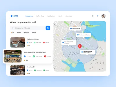 Restaurant Finder Map UI Concept