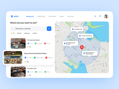 Restaurant Finder Map UI Concept