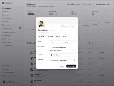 Customer profile — Untitled UI customer settings form modal product design profile settings ui ui design user interface