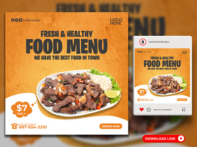 Delicious Food Menu Social Media Banner Templates 3d ads design animation banner food banner food flyer food menu food template graphic design instagram post promotional ads restaurant banner restaurant flyer restaurant menu restaurant template social media social media template ui web banner yellow