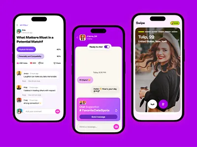 Gamified Dating App bumble dating app dating app ui design designer interface mobile swipe right tinder ui design ui ux ux design