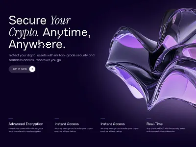 Dark purple website hero section for Framer 3d abstract crypto cta dark design features framer graphic design header headline hero home illustration landing purple section ui webdesign website