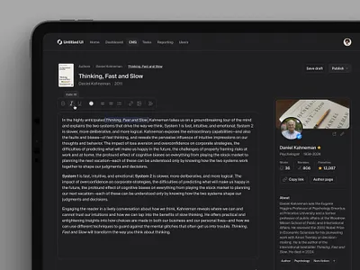 CMS edit page — Untitled UI cms dark mode form product design profile rich text settings text editor user interface
