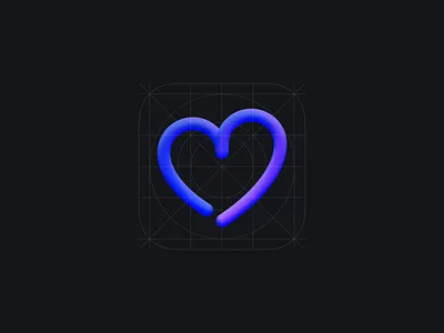 Dating App Icon gradient grid heart icon stroke violet