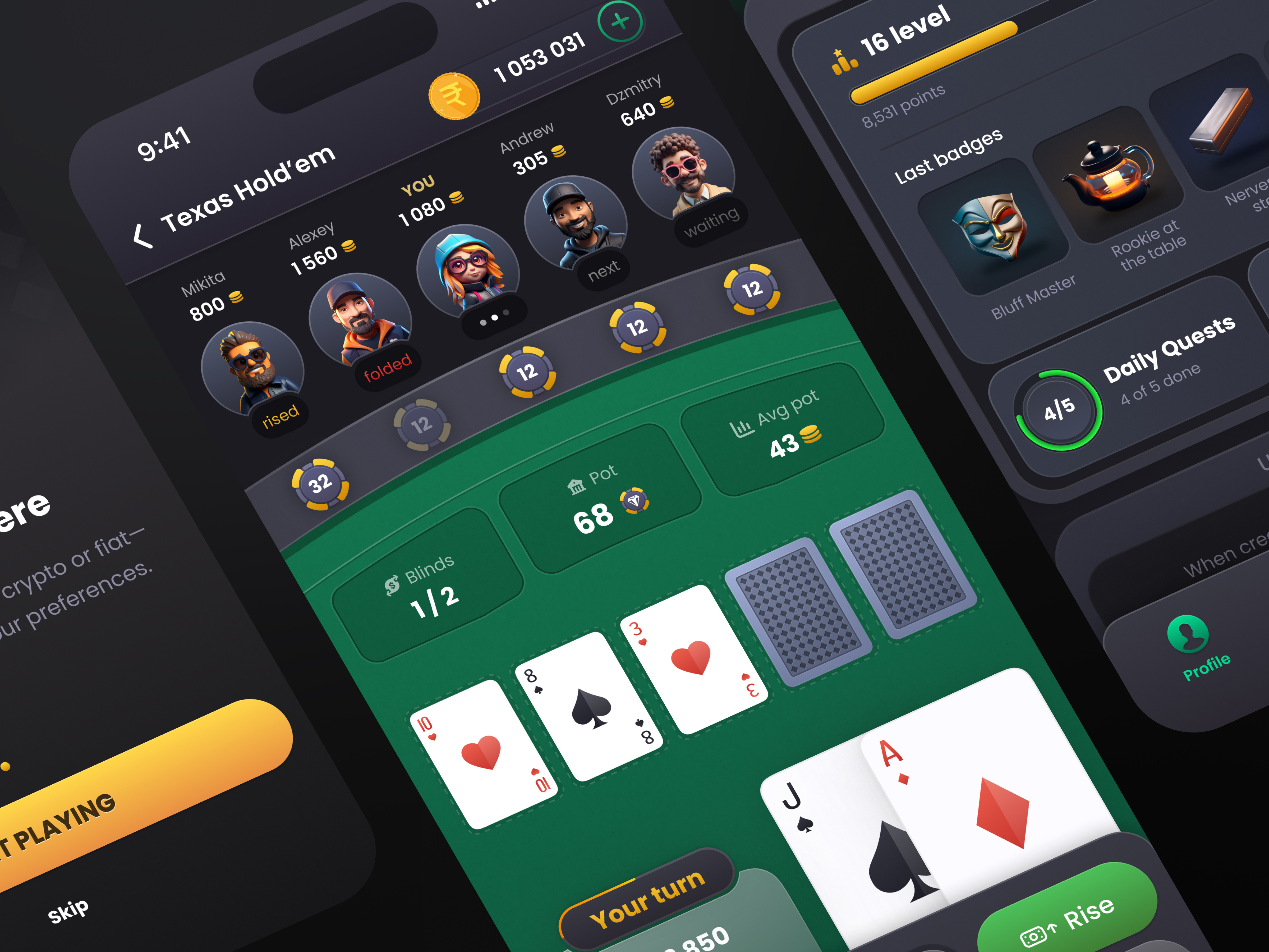 Poker Room - Casino App Template betting casino dashboard casino ui crypto casino dashboard ui gambling ui game ui online casino poker concept poker gambling poker game poker template poker ui telegram game telegram mini app tma web3 casino web3 game
