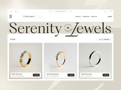 Jewelry E-commerce UI — Product Grid, Filters, Pricing e commerce e commerce design home page design jewerly store jewerly store design landing online store ui online store ux startup ui ux web web design webdesign