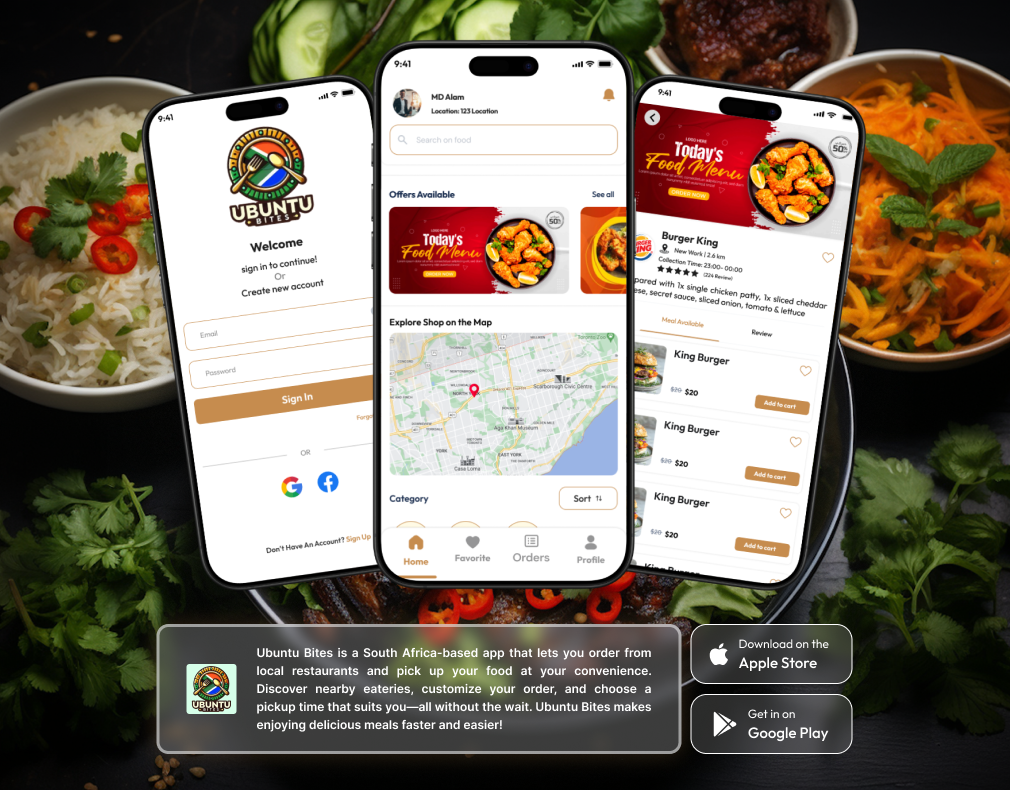 UBUNTU BITES || Food Service Application app uiux case study design system design thinking figma design mobile app design product design responsive design ui ui design user experience user interface ux design visual design web design web development wireframes