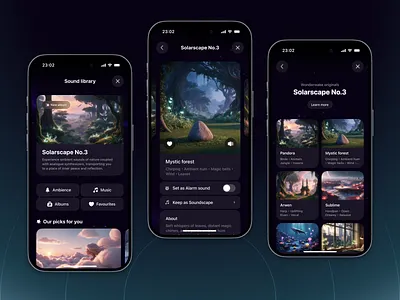 Wonderwake iOS app - Sound library design inspiration