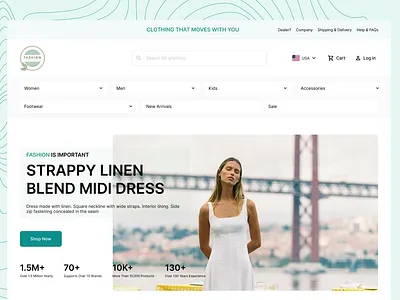 E-commerce landing page app branding button design e commerce figma footwear graphic design hero section illustration landing page language logo navigation bar picture search ui ux