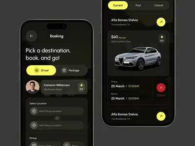 Car Booking App Concept app design booking app booking car booking platform cab booking cab booking app car booking car rental choose car details electric vehicle app modern design porsche product design rent a car rent car schedule ux