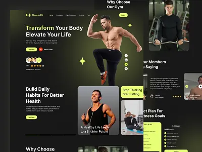 Gym & Fitness Landing Page UI - Fitness Website Design branding design diet website exercise firqah firqah lab fitness coach fitness landing page fitness trainer gym gym website health illustration landing page personal coach sport uiux weightless workout