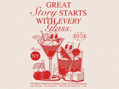 From Glass to Story cartoon character illustration cute illustration design drink food flyer food poster fruit graphic design illustration mascot poster mocktail illustration mocktail poster poster design restaurant flyer restaurant poster retro mascot vintage cartoon vintage mascot