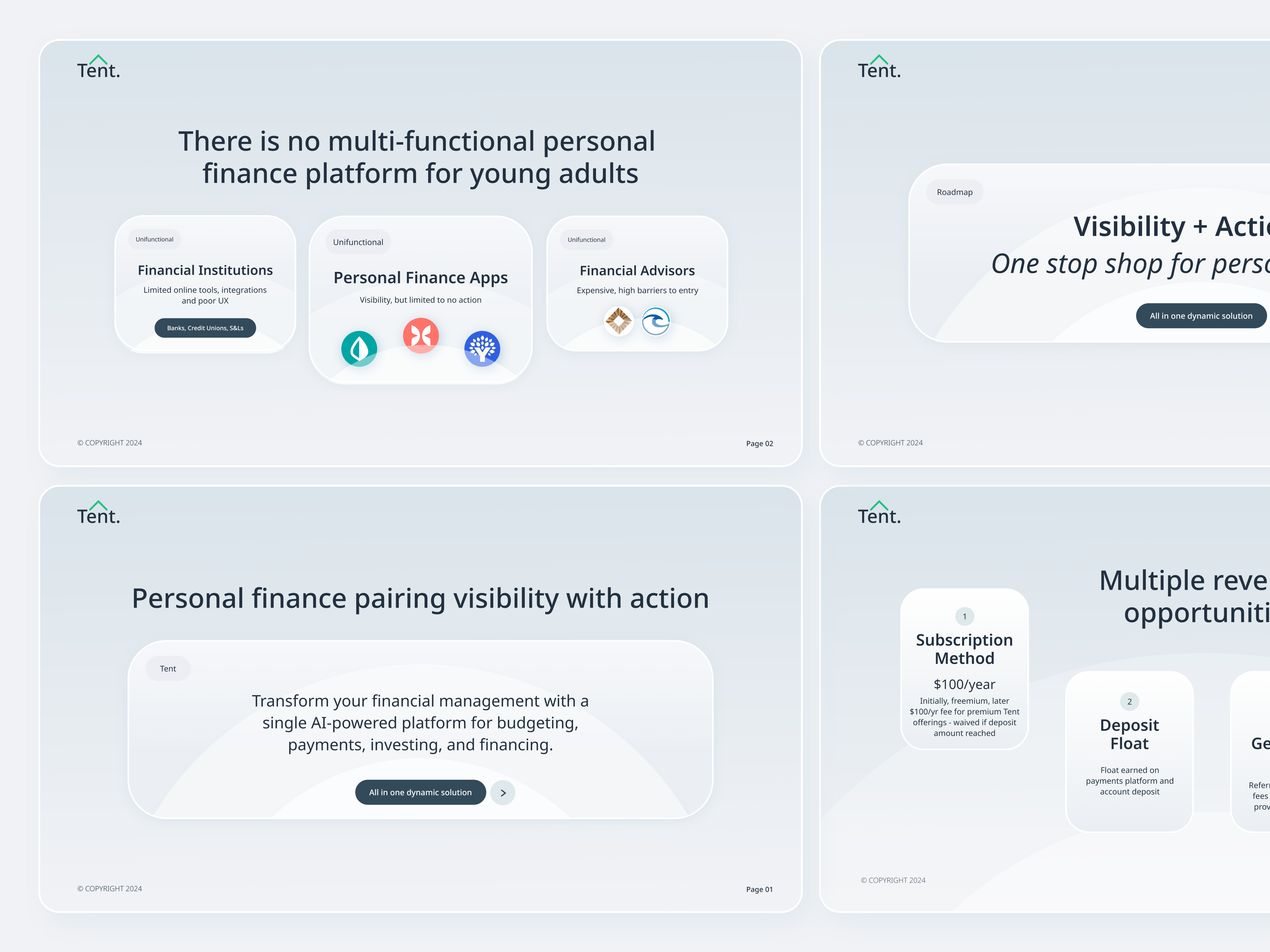 Tent Pitchdeck clean finance minimalistic pitchdeck ux