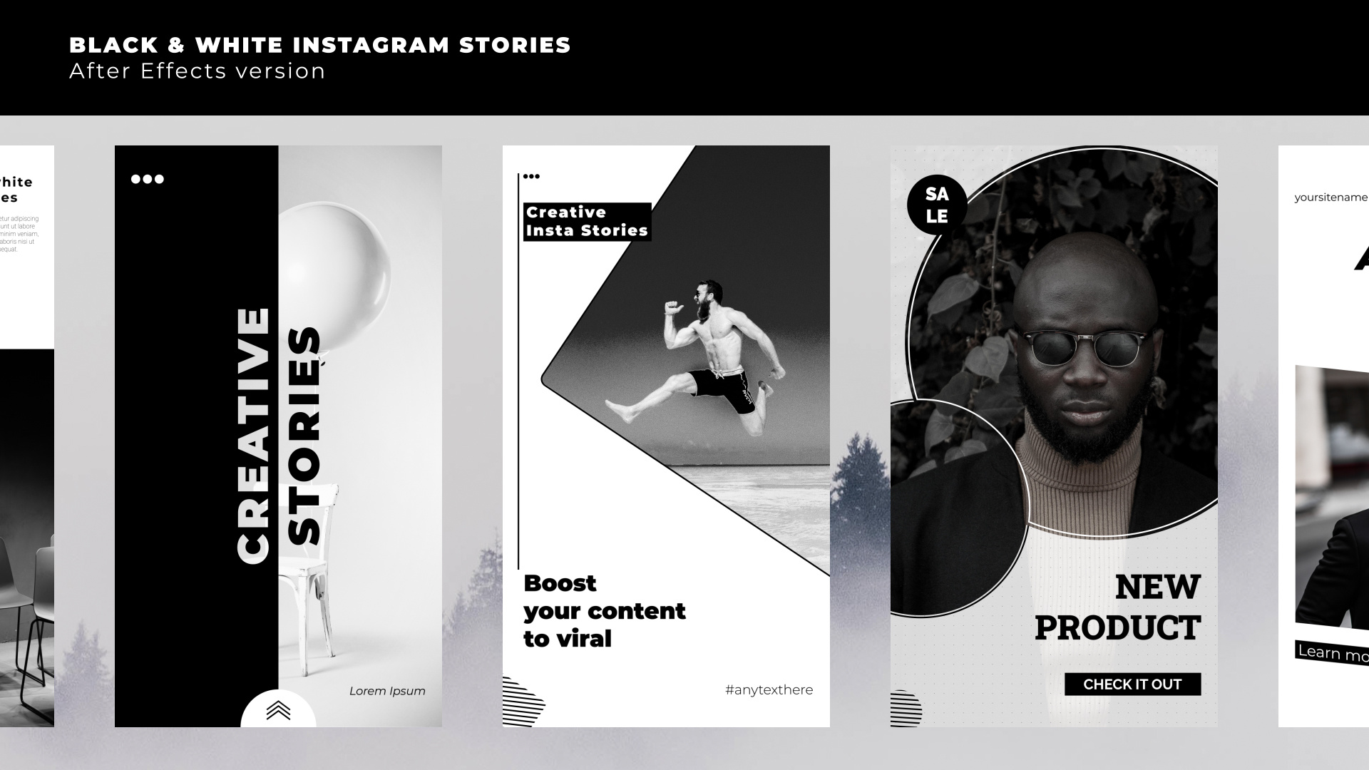 Black and White Insta Story after effects animation insta stories motion graphics