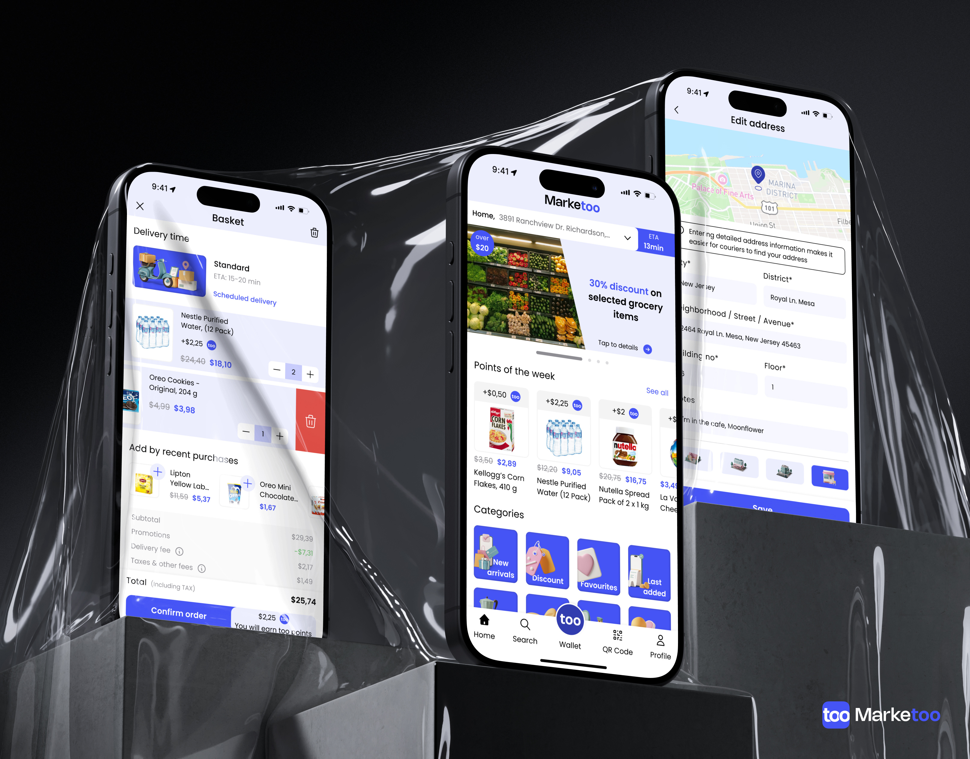 Marketoo: Online Grocery Shopping Mobile App, UX/UI Case Study app design cart case study design thinking e commerce icons illustration landing page logo design market mobile app online shopping portfolio shopping ui ui design ux ux case study ux design ux research