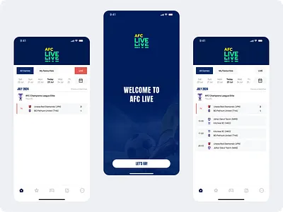 Mobile App design for Asian Football Confederation - AFC Live mobile design ui ux