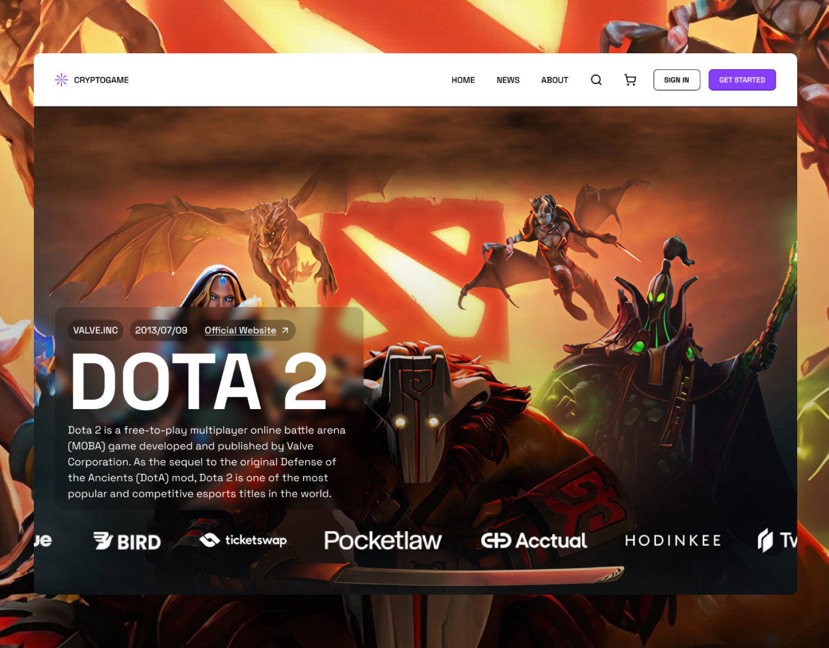 Crypto Game - Detail List Game buy crypto design dota game landingpage nft sell typography ui website