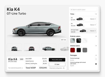 Minimal UI for a Complex Purchase Flow carconfigurator cleanui confguratorui configurator design designsystem ecommerceui figma minimal minimaldesign minimalui modernui productdesign ui uidesign uiux ux uxdesign webapp webdesign