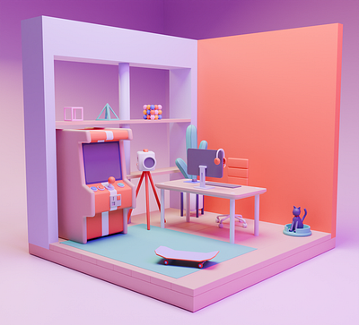 Izometric Room 3d 3d art 3d designer 3d model base color designer izometric room no ai texture