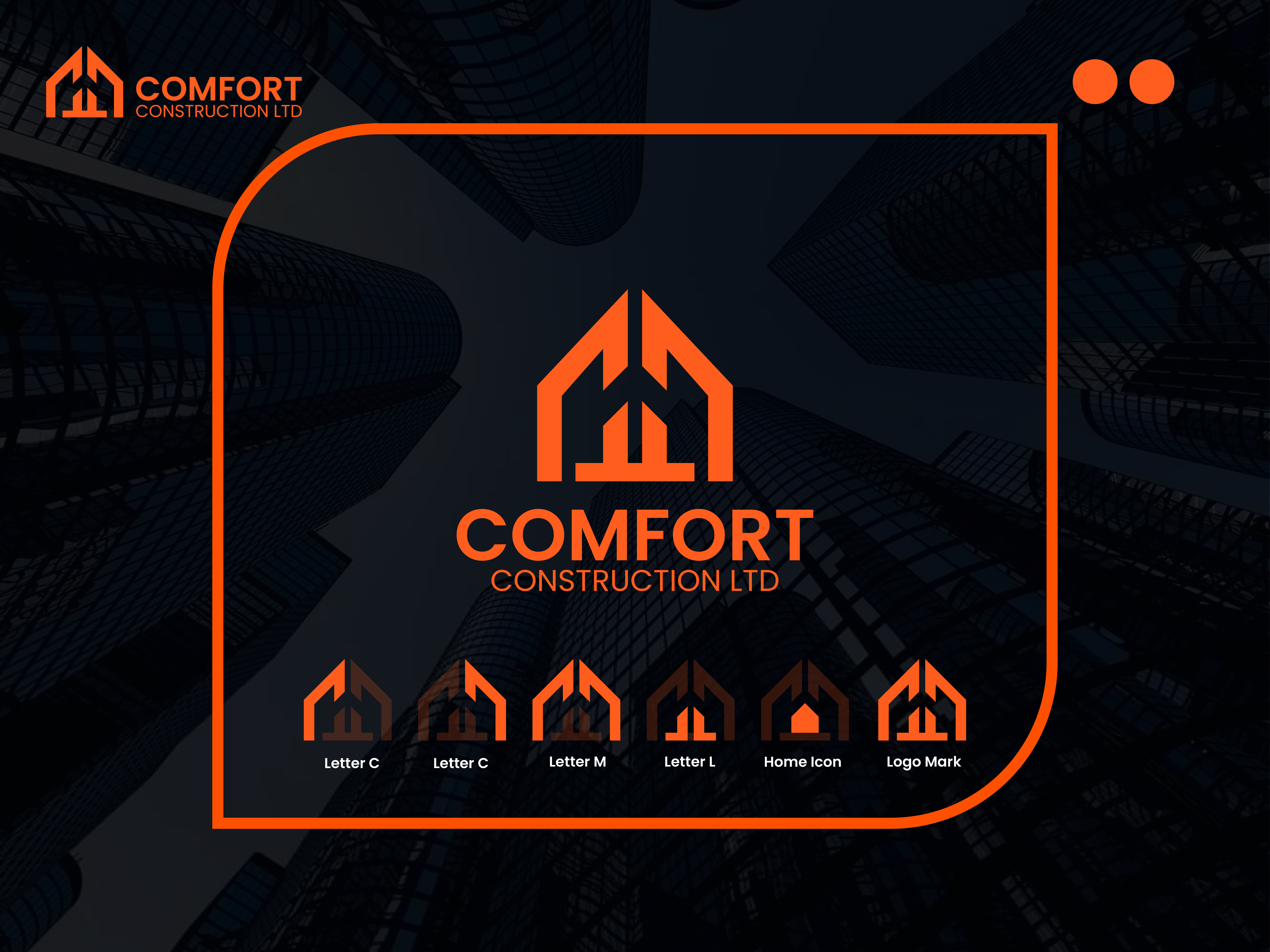 Comfort Construction LTD Logo architecture logo brand branding building company logo clean logo for construction construction logo construction mark design corporate construction logo design elegant construction logo home builder branding house icon logo icon logo minimalist construction modern construction logo modern home logo real estate branding residential logo design structural design logo