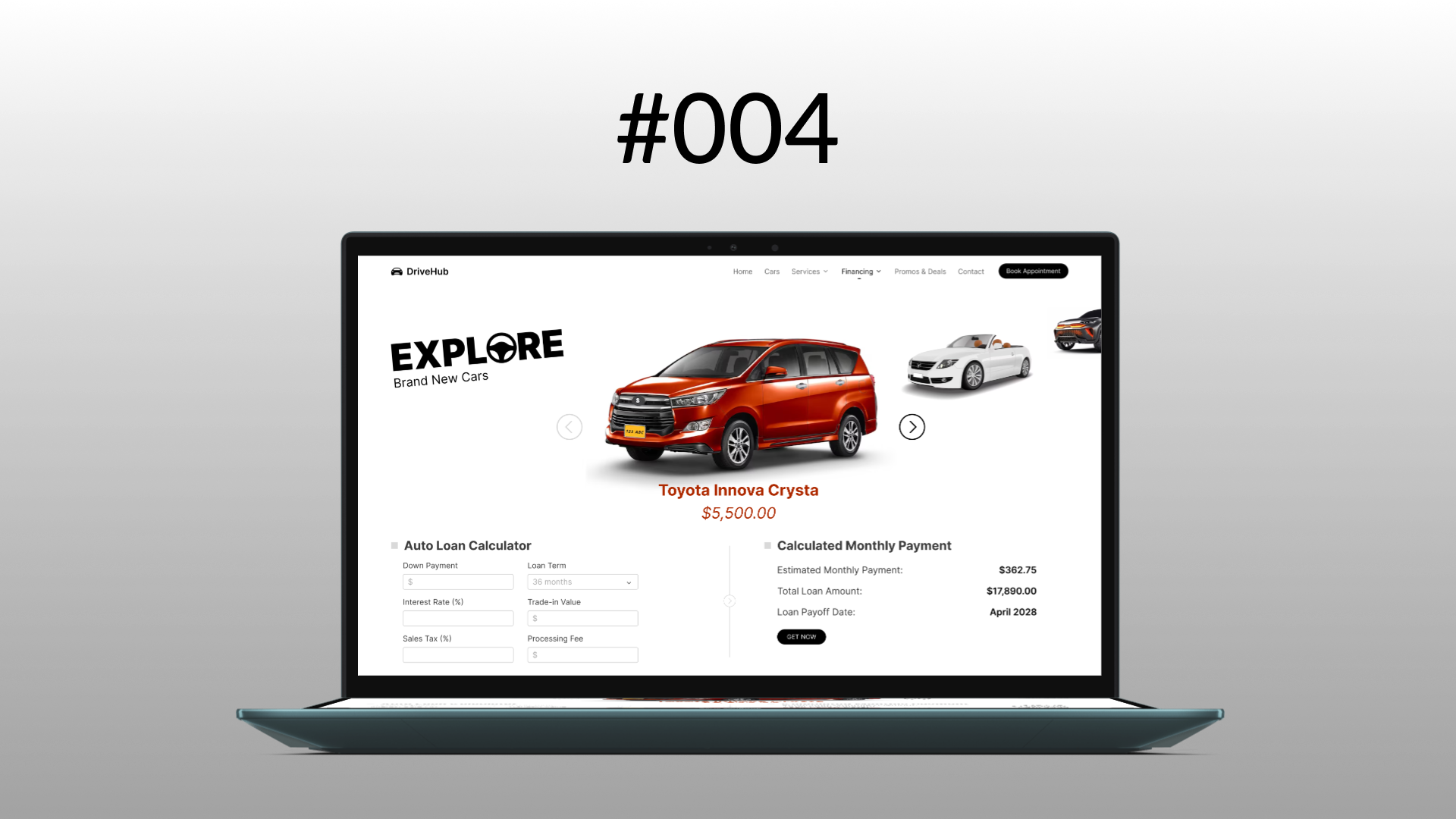 Car Loan Calculator #DailyUI #004 #KinWebb calculation car car loan design frontend homepage kinwebb minimalist ui web design