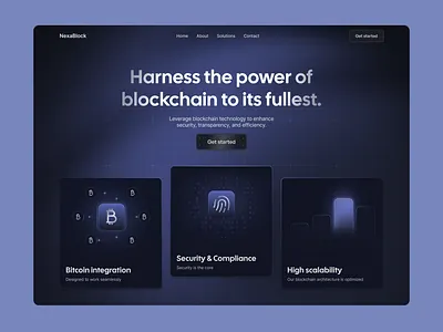 Crypto Blockchain Website bitcoin blockchain crypto crypto currency crypto exchange cryptocurrency ethereum features fintech glow gradient hero section landing page purple web design webdesign website