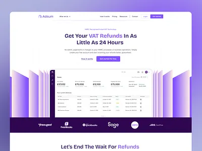 Vat Refunds SaaS Landing page agency branding design logo modern redesign ui web