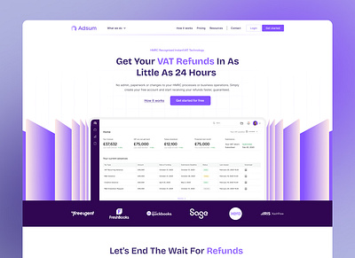 Vat Refunds SaaS Landing page agency branding design logo modern redesign ui web