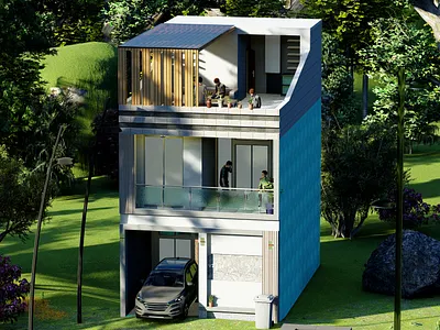 3-Story House 3d design exterior graphic design