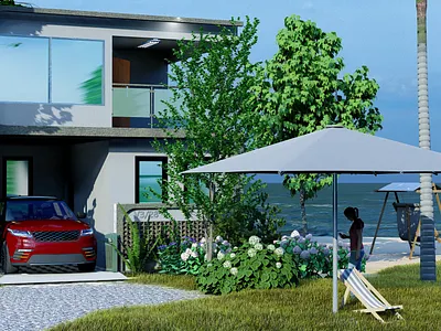 Beachside House 3d design exterior graphic design render 3d