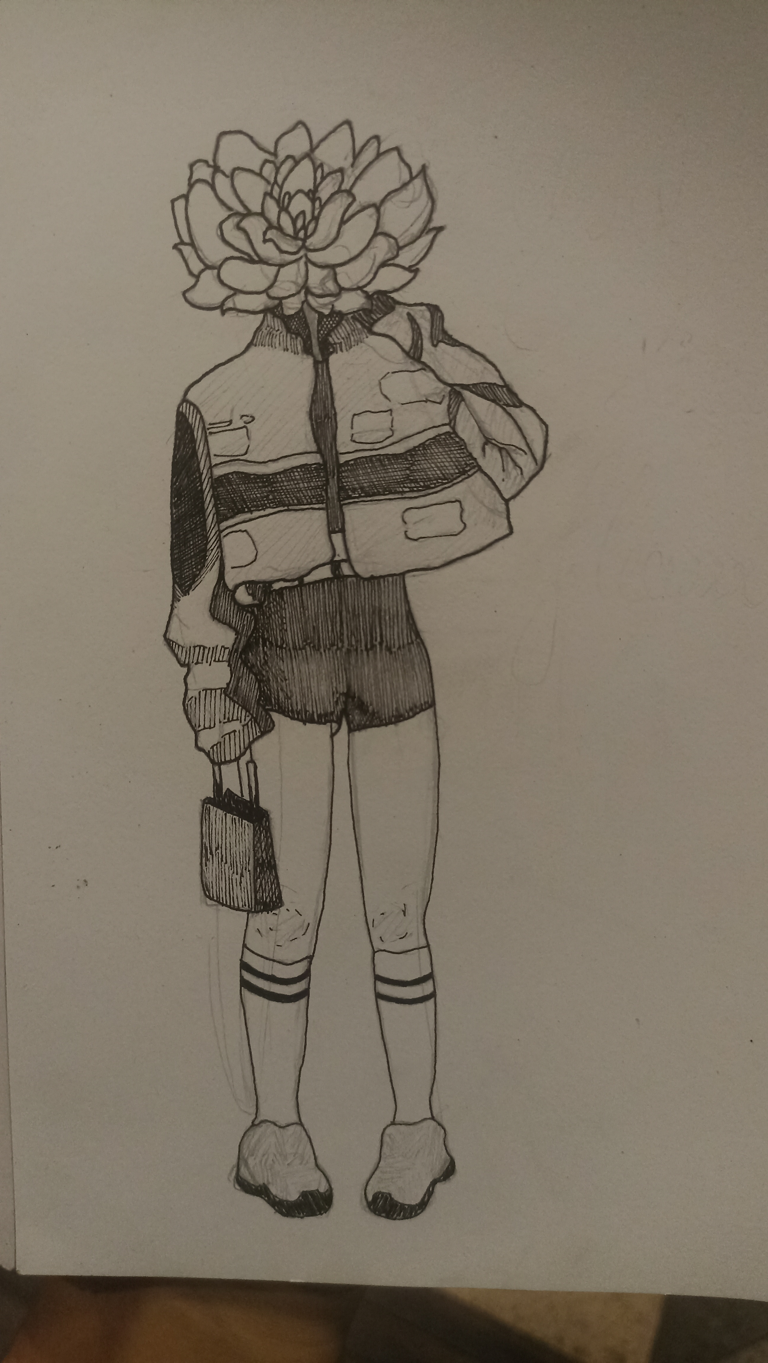 flower and shyness branding character design crosshatch design drawing flower girl hand drawn icon illustration minimalist sketch