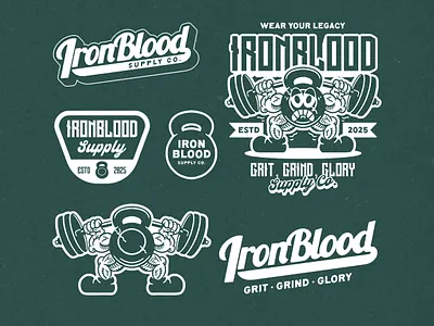 IRON BLOOD BRAND IDENTITY DESIGN PACKAGE #3 art brand brand identity branding design fitness fitness apparel graphic design illustration logo typography ui ux vector