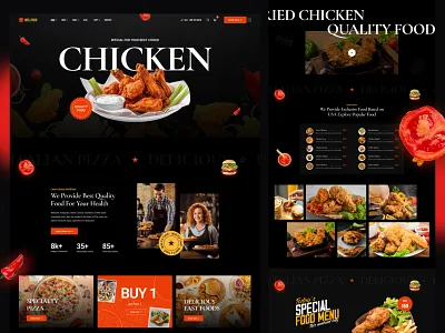 Restaurants Website UI Template booking chicken food fooditem hotfood menu pizza reservations restaurants seafood spacy table template ui uiux website