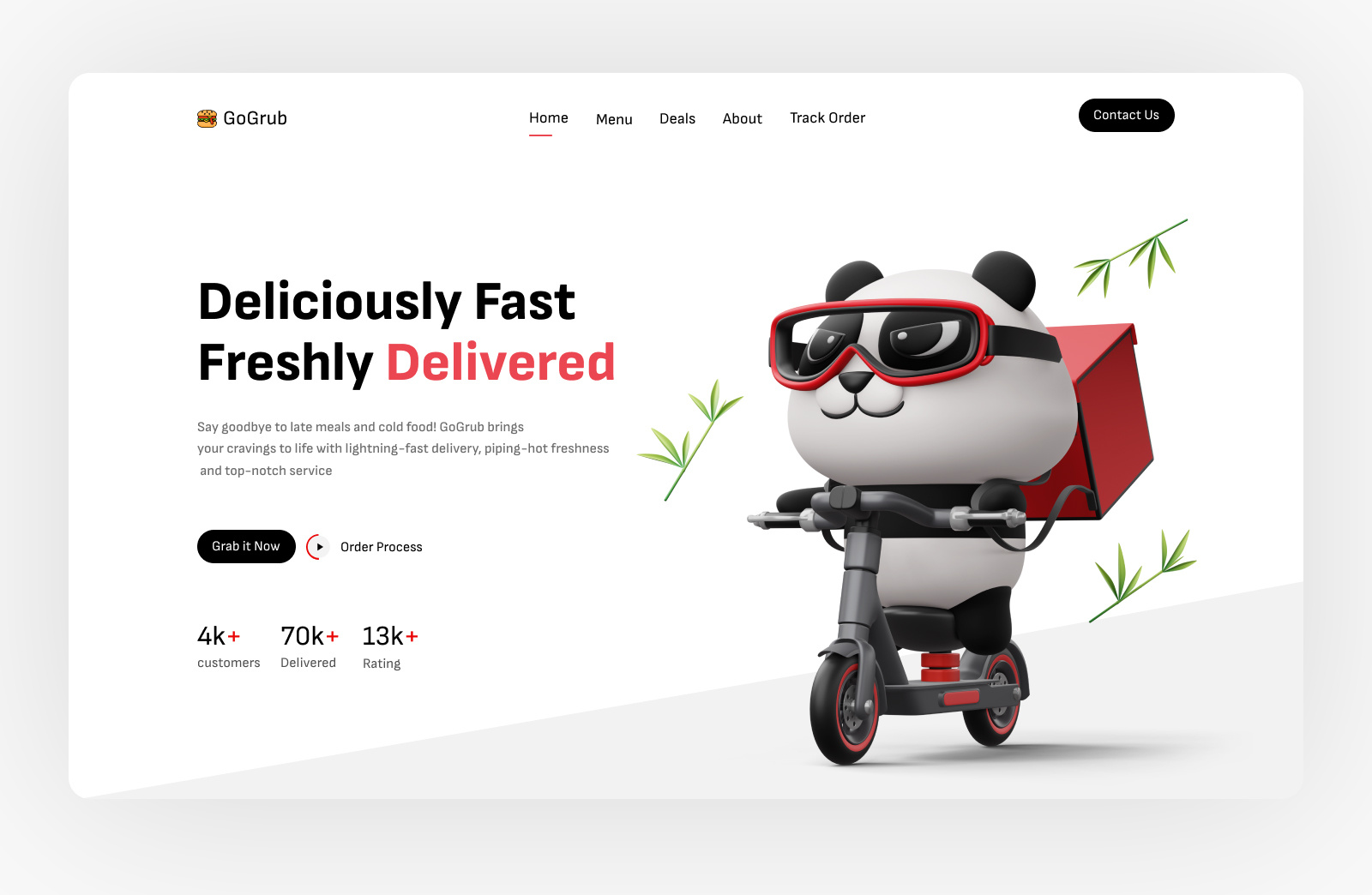 GoGrub – Food Delivery Website Hero Section food delivery graphic design hero section ui ui design web design wordpress