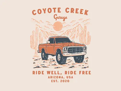 Coyote Creek Garage Illustration branding design graphic design illustration logo mountain nature vector
