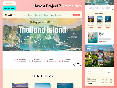 Tour Guide Website Landing Page Design ai website best hero section branding business website business website ui e commerce e commerce website graphic design shop landing page shop website top hero section tour website ui ui redesign ux website website problem solve website ui website ui design website ux