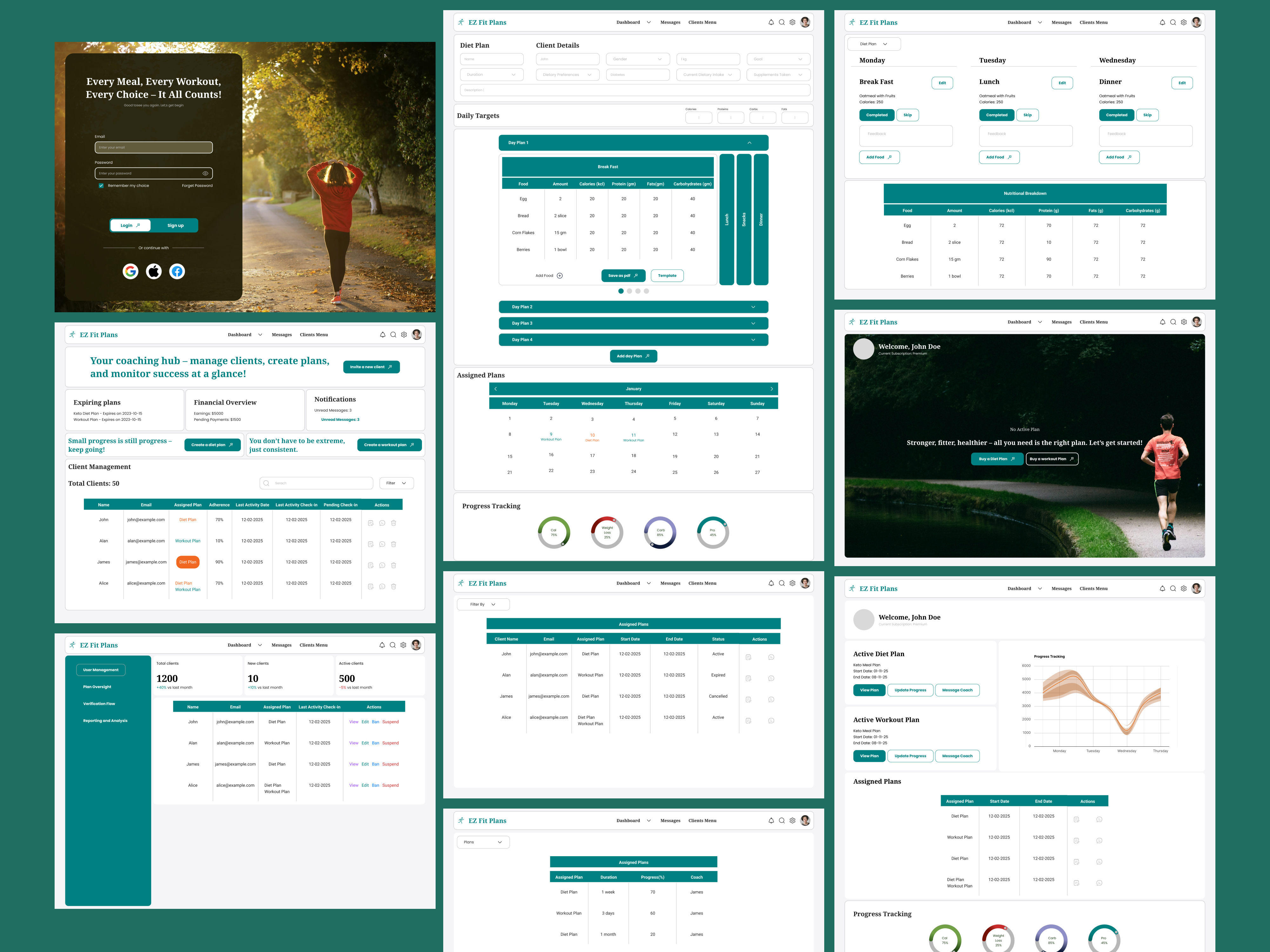EZ Fit Plan – Manage, Monitor & Motivate branding experience design figma graphic design mockup ui ui ux uiux ux ux design web design