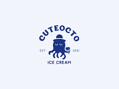 CUTEOCTO Logo + Packaging Design blue color bold design branding cute logo food branding food packaging gelato branding gelato logo gelato scoop graphic design ice cream branding ice cream logo ice cream packaging logo design octopus packaging design product packaging typography