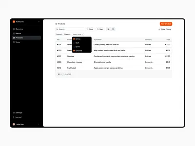 Conditional Filter black button figma filter filters interface orange product design table ui ui design ux web design white