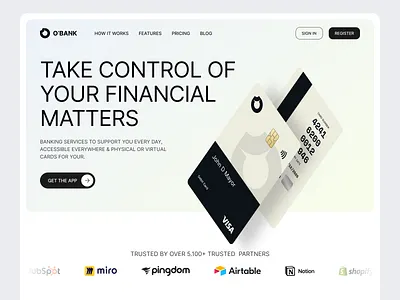 Financial landing page header hero