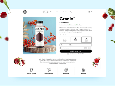 Natural Dietary Supplement Product Page adults childern cranberry design e commerce ecommerce fitness fruits health juice kids landing page medical natural pricing product design product page design shop shopify web design