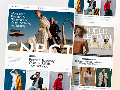 CNCPT - Fashion Clothing Branding Website Landing Page branding clothing clothing brand colorful design ecommerce fashion fashion web fashion website graphic design illustration landing page logo minimal minimal design minimal landing page modern website ui ux web design