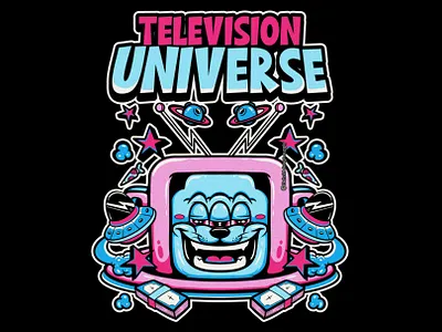 TELEVISION UNIVERSE - #artforsale art artwork cartoon cartoon style clothing design digital art illustration merch