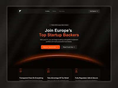 Investment Platform Landing Page crowdfundingplatform design hero homepage investmentplatform investmentwebsite landing page landingpage productdesign saas startupfunding startups ui uiux design venturecapital webdesign webredesign