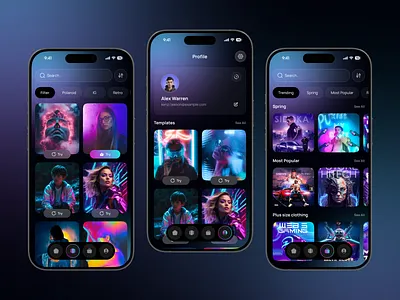 AI Photo Editor Mobile App Design ai ai app ai app design ai digital art ai editing mobile app ai mobile app ai photo edit ai photo editing ai photo editor ai photo editor app ai profile screen artificial intelligence ios design mobile app profile page profile screen ui design