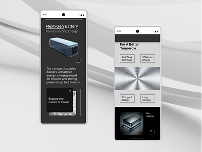 Next-Gen Battery Landing Page - Dark Minimal UI battery concept dark futuristic landing page minimalistic ui web design