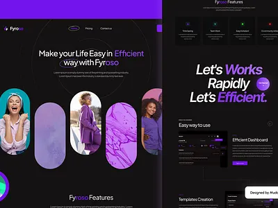 Fyroso - Dark theme landing page UIUX Design by MD landing page ui
